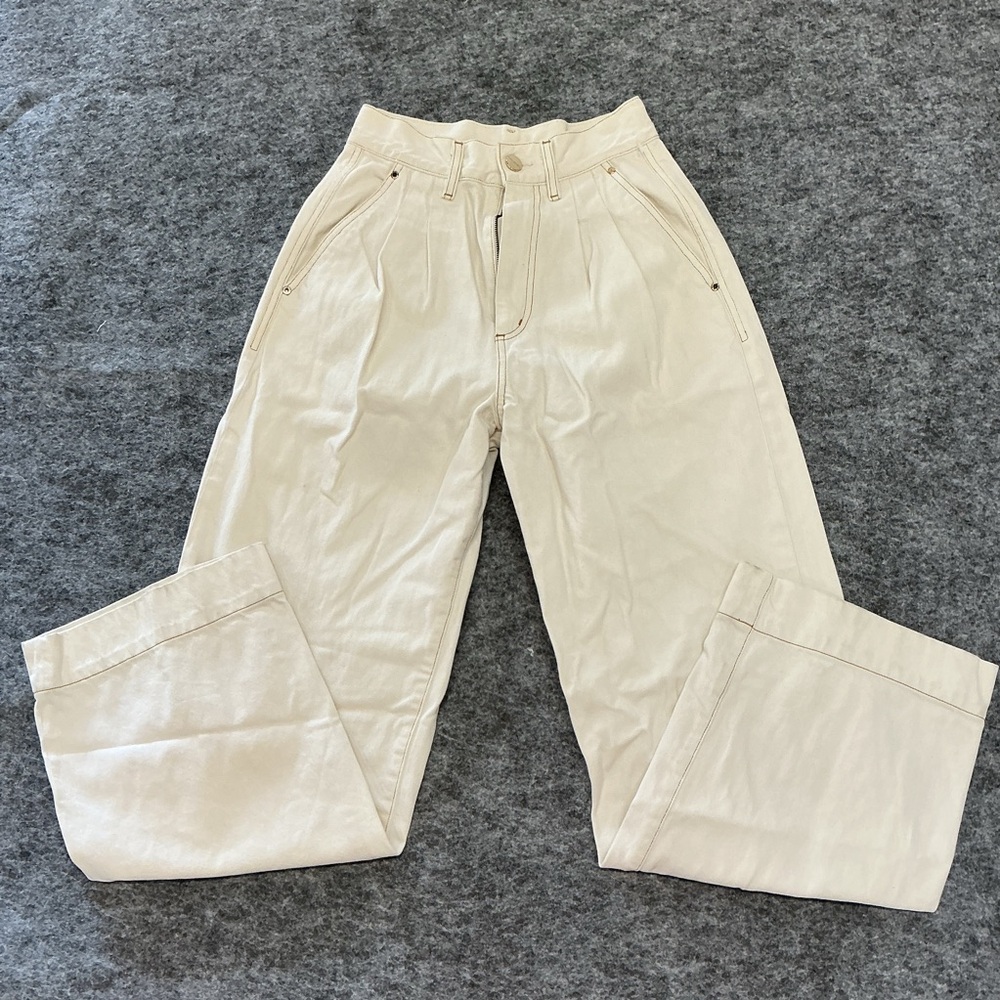 Goldsign Off-White Wide Leg Trousers Size 25